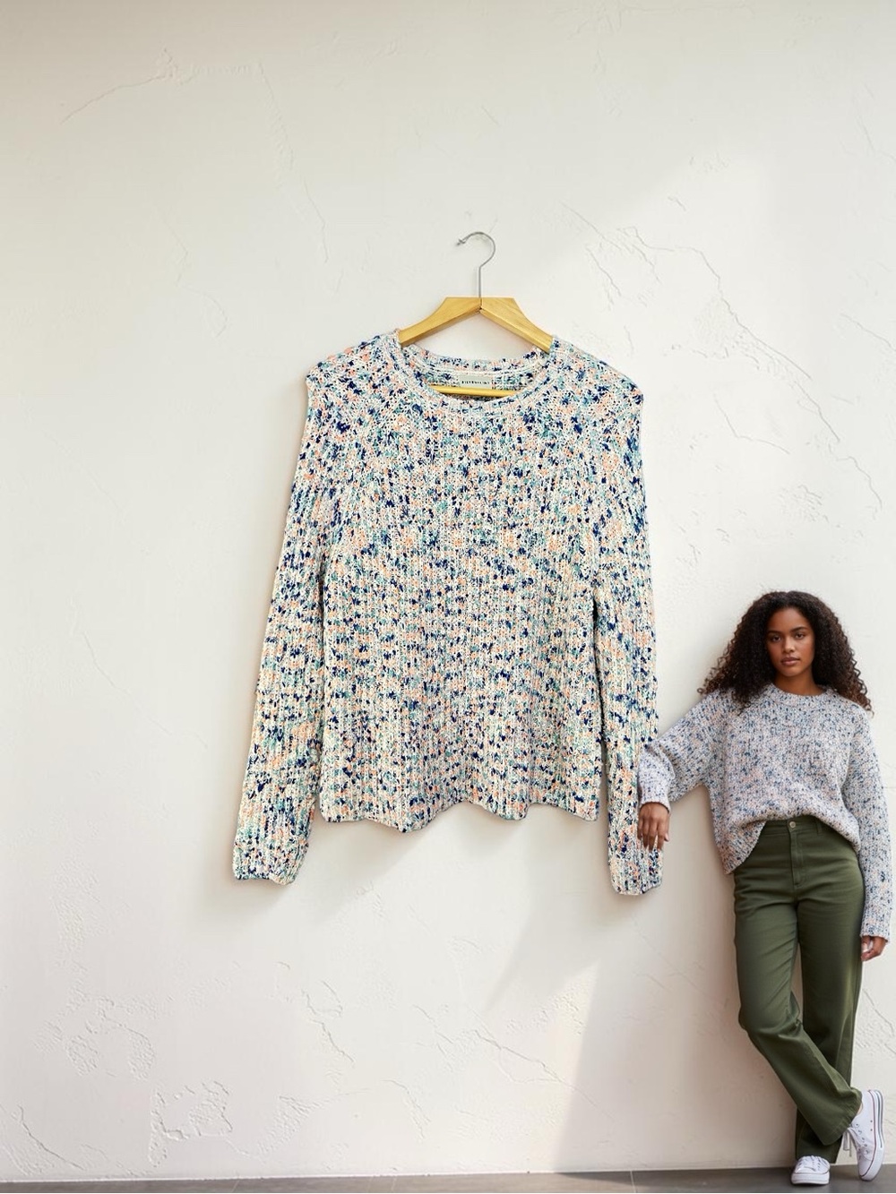 Silverflint Multicolor Speckled Knit Crewneck Sweater - Women's